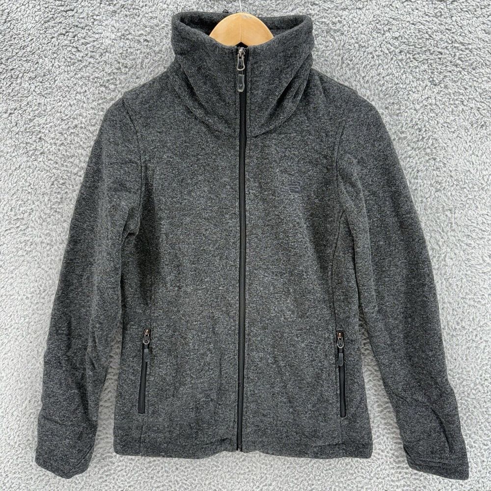 New Balance Sweatshirt Womens Small Gray‎ Mock Neck Full Zip Long Sleeve Stretch